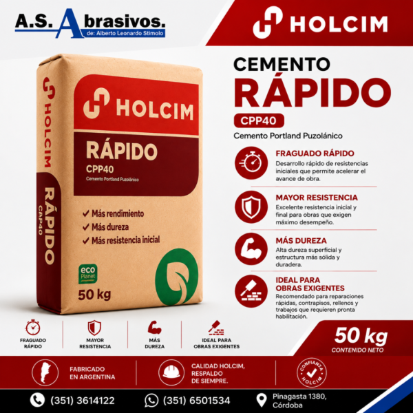 1 Cemento Holcim Rápido CPP40 – 50 kg