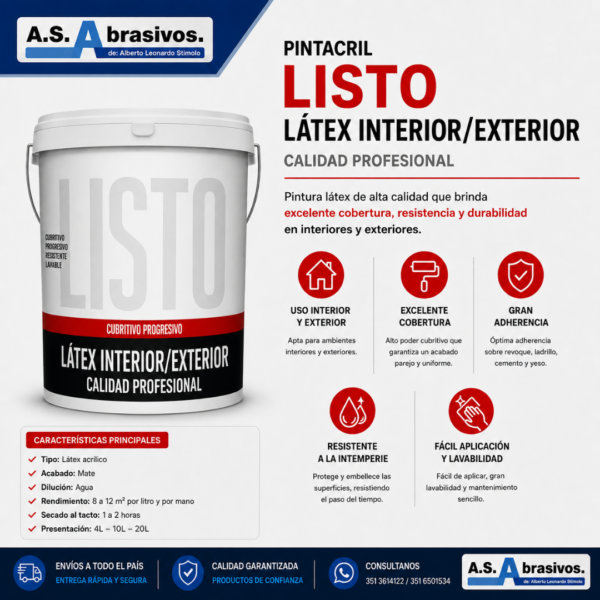 Pintacril Listo – Látex Interior/Exterior