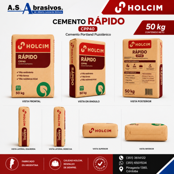 2 Cemento Holcim Rápido CPP40 – 50 kg